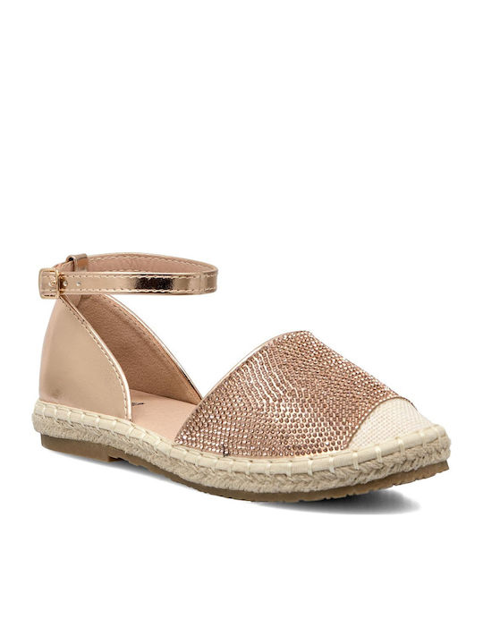 Exe Kids Espadrilles Girl-casual-extra Light-anatomic-extra Soft/comfort-memory Foam Pink Gold Strass Synthetic Smooth Leather Exe Kids Espadrilles Girl-casual-extra Light-anatomic-extra Soft/comfort-memory Foam Pink Gold Strass Synthetic Smooth Leather