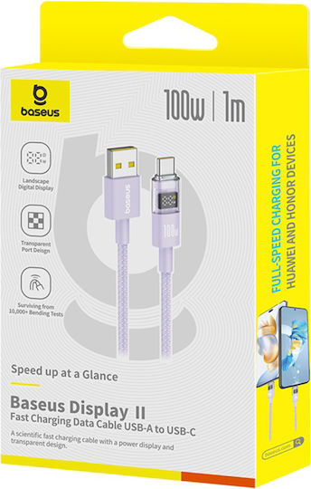 Baseus Geflochten USB 2.0 Kabel USB-C männlich - USB-A 100W Lila 1m (P10382701511-00)