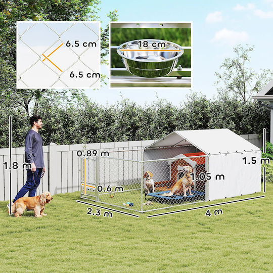 Pawhut Hundetore Park 400x230x150cm Silber