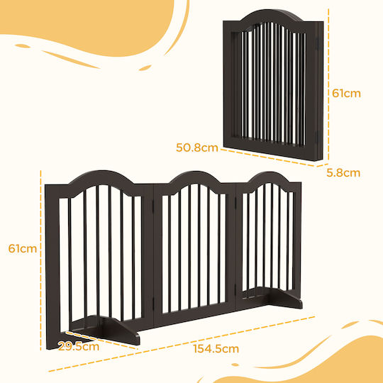 Pawhut Μεταλλικό Διαχωριστικό Σκύλου 154.5x29.5x61εκ. Καφέ