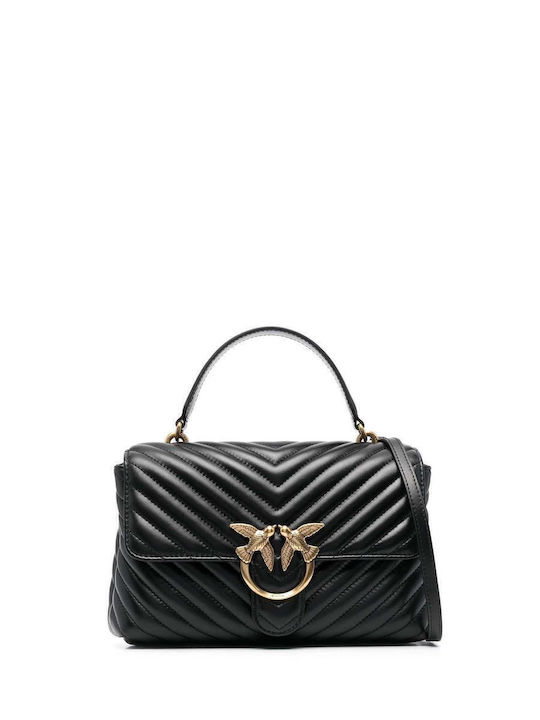 Love Lady Puff Classic Δερμάτινη Γυναικεία Τσάντα Χειρός Μαύρη