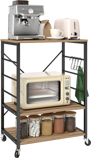 HomCom Metallic Kitchen Trolley 3 Tiers Gray 60x40x84cm