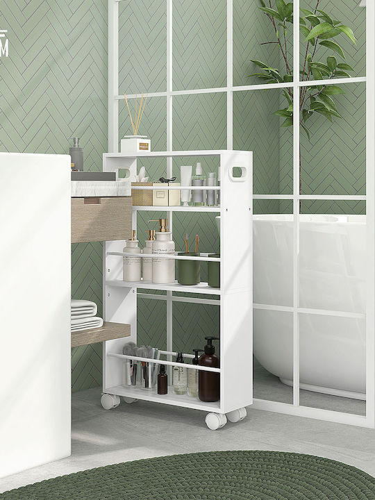 HomCom Wooden Kitchen Trolley 3 Tiers White 45x15x80cm