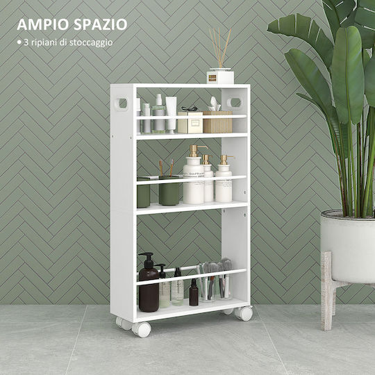 HomCom Τρόλεϊ Κουζίνας Ξύλινο 3 Θέσεων Λευκό 45x15x80cm