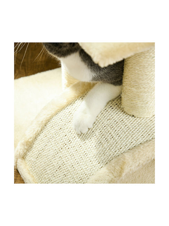 Pawhut Scratching Post Cat Trees Beige 3 levels 40x35x72cm