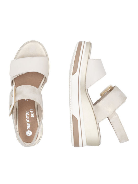 Anatomic Women's Leather Ankle Strap Platforms Gold