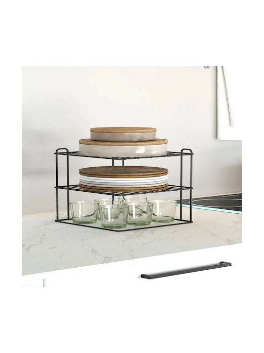 Femmit Metal 3-Tier Shelf Kitchen Cabinet Bathroom Organization Set of 2 Pieces 21x21x23 Cm Black