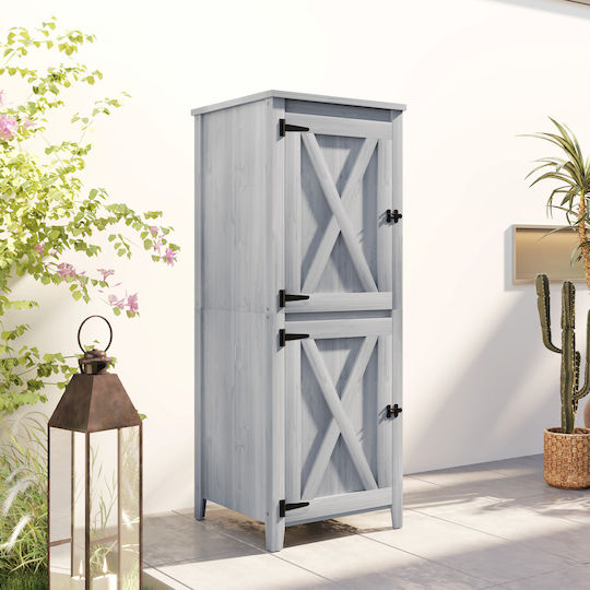 Wooden Garden Warehouse with Single-Leaf Door Gray L0.6xW0.6xH1.6cm