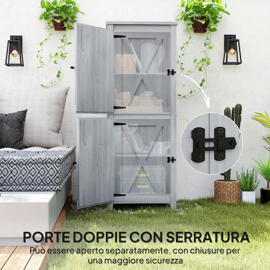 Wooden Garden Warehouse with Single-Leaf Door Gray L0.6xW0.6xH1.6cm