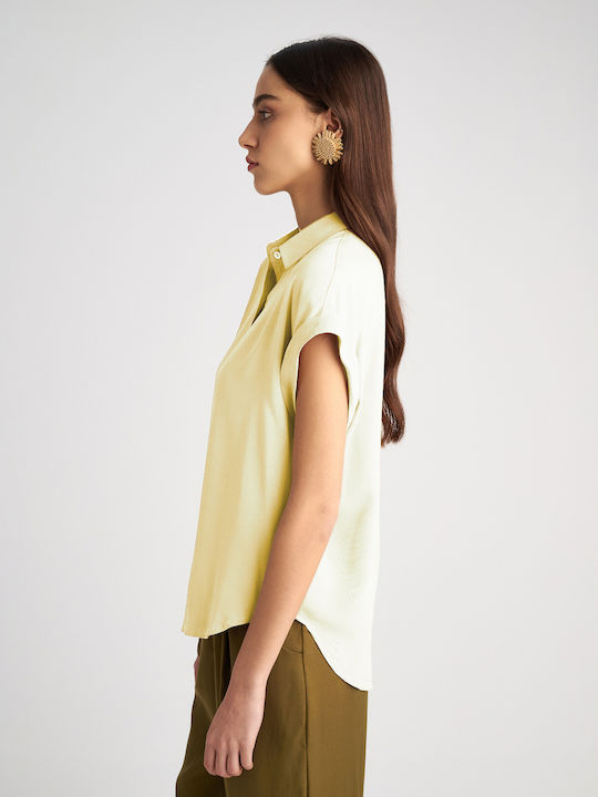 Lina Къс ръкав Женска Риза Light Yellow