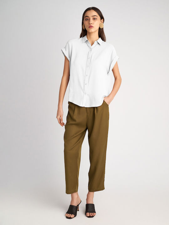 Lina Women's Monochrome Short Sleeve Shirt White