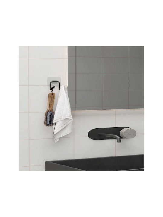 Femmit Metal Adhesive Bathroom Kitchen Hook Set of 2 Pieces 6x5x5 Cm Black