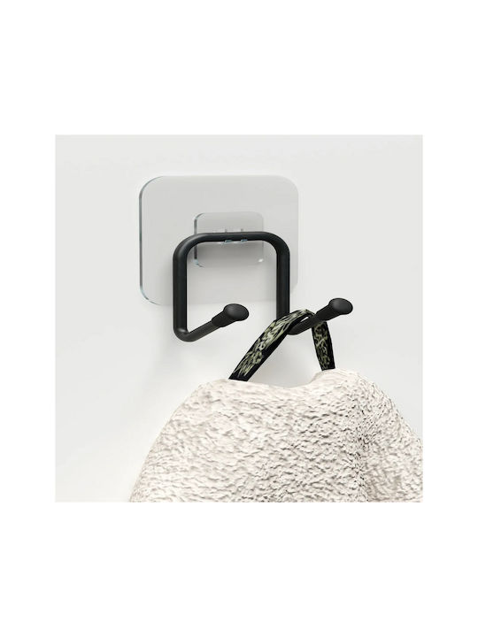 Femmit Metal Adhesive Bathroom Kitchen Hook Set of 2 Pieces 6x5x5 Cm Black