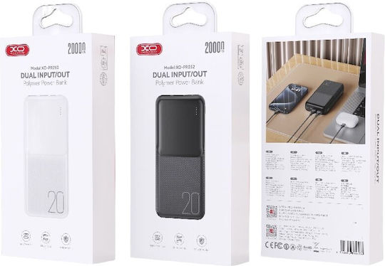 XO PR252 Power Bank 20000mAh με 2 Θύρες USB-A Power Delivery / Quick Charge 2.0 Λευκό