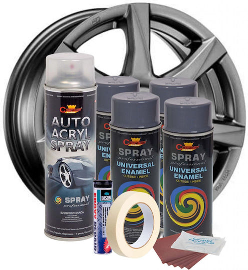 Kit complet pentru repararea și vopsirea roților, culoare gri închis V4