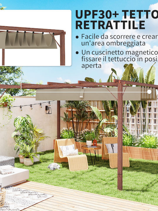 Outsunny Garden Freestanding Gazebo with LED Light Orange 3.82x3cm