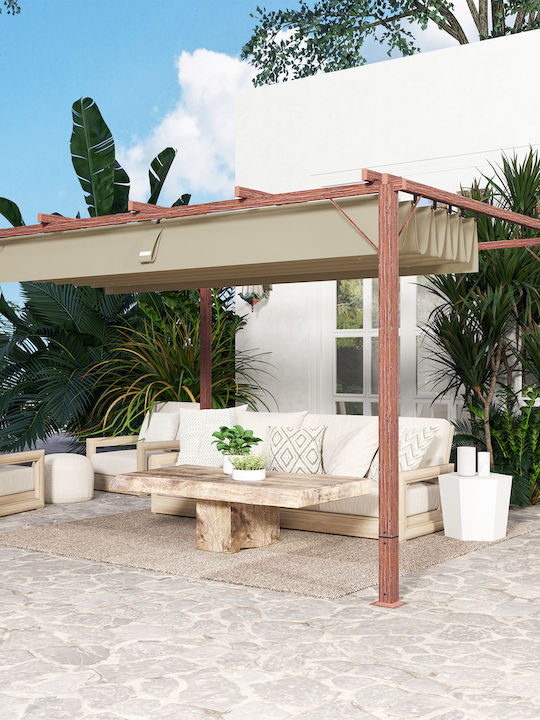 Outsunny Garden Freestanding Gazebo with LED Light Orange 3.82x3cm