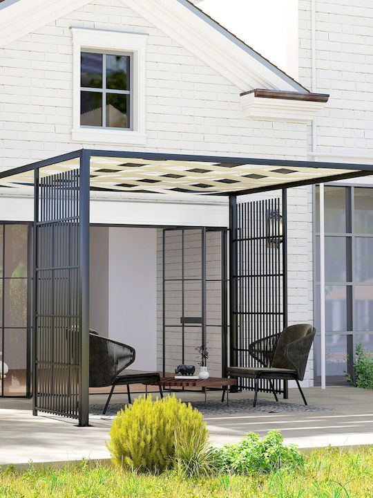 Outsunny Gazebo Garten Schwarz 3x3m