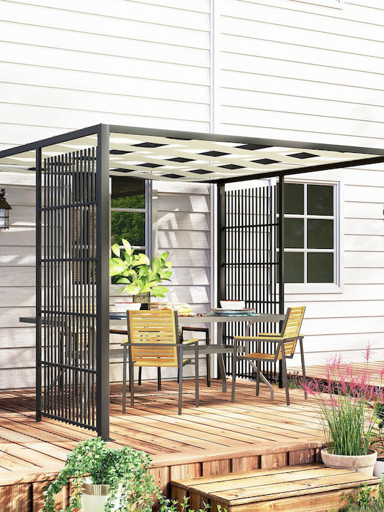 Outsunny Gazebo Garten Schwarz 3x3m