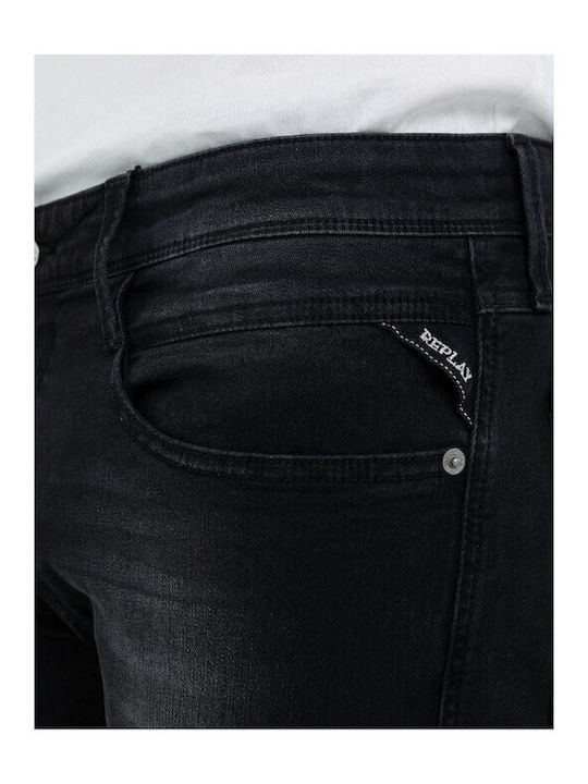 Grover Ανδρικό Παντελόνι Τζιν Ελαστικό με Slim Straight Εφαρμογή Μαύρο, Dark Grey