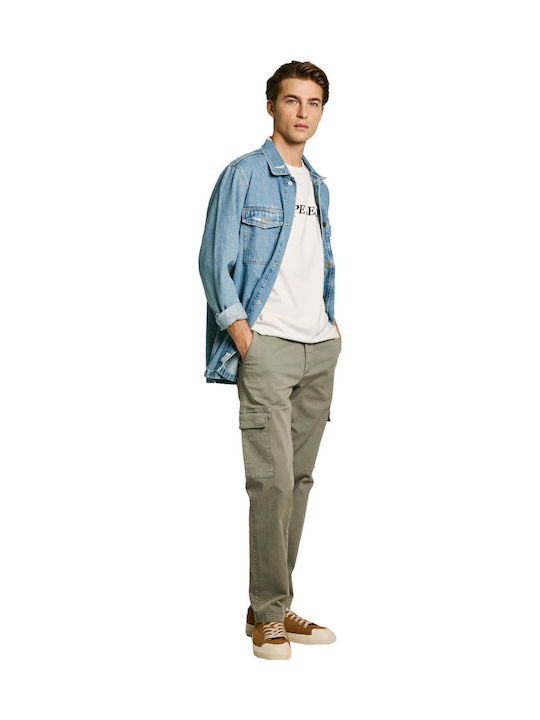 Herren Jeanshose Cargo-Hose mit Slim Passform Stone Green