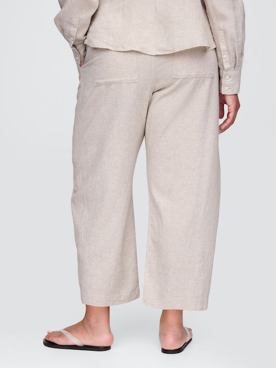 Damen Leinen Hose Beige