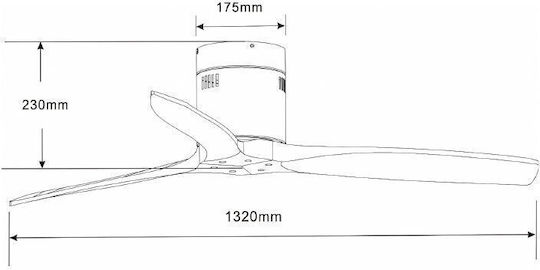 Primo PRCF-80664 Ceiling Fan 132.08cm Brown / White