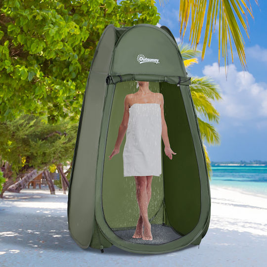 Outsunny Camping Tent Pop Up Toilet Khaki 3 Seasons 100x100x185cm