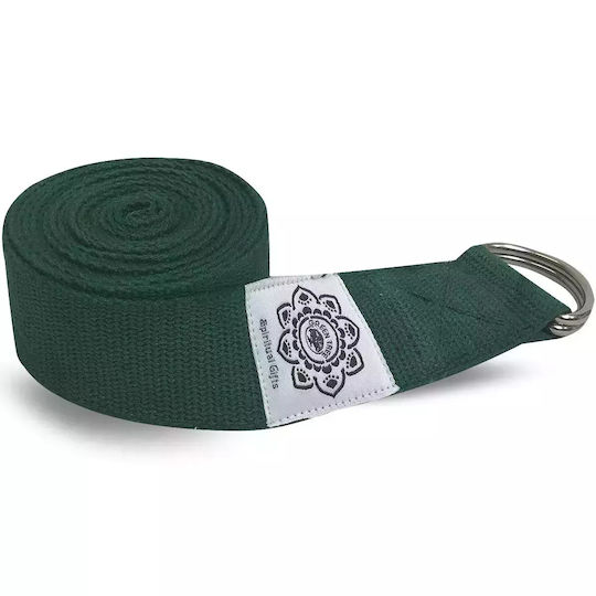 Ζώνη Γιόγκα Ιμάντας Yoga Pilates Strap D-ring Cotton Green Xl 270cmx4cm