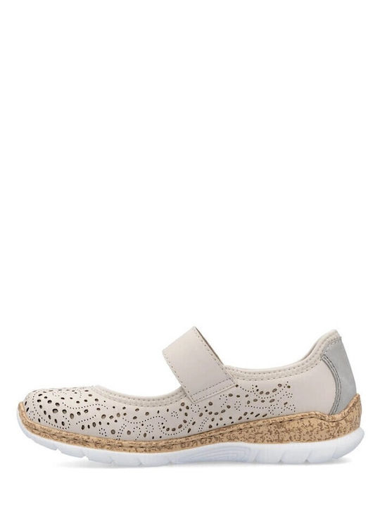 Lederne Damen Ballerinas in Beige Farbe
