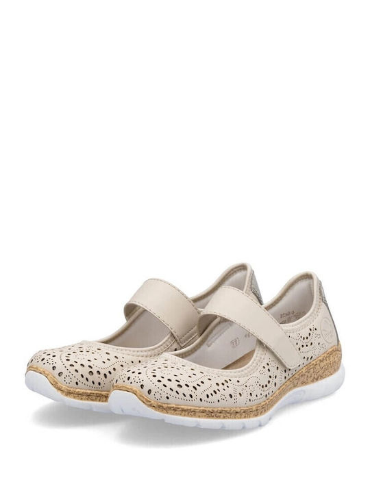 Lederne Damen Ballerinas in Beige Farbe