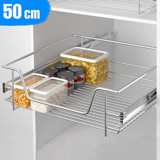 Bakaji Telescopic Kitchen Drawer 50cm Basket Sliding Shelf Space-Saving Steel 02832646