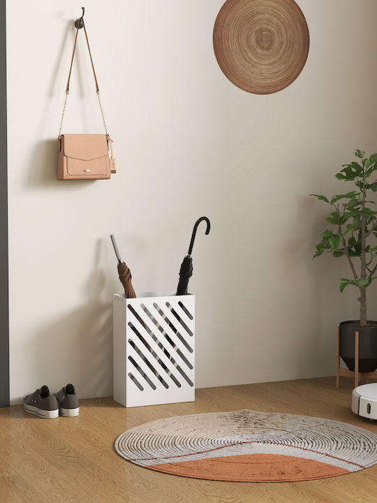 HomCom Ομπρελοθήκη Μεταλλική Λευκή 28x14x41cm