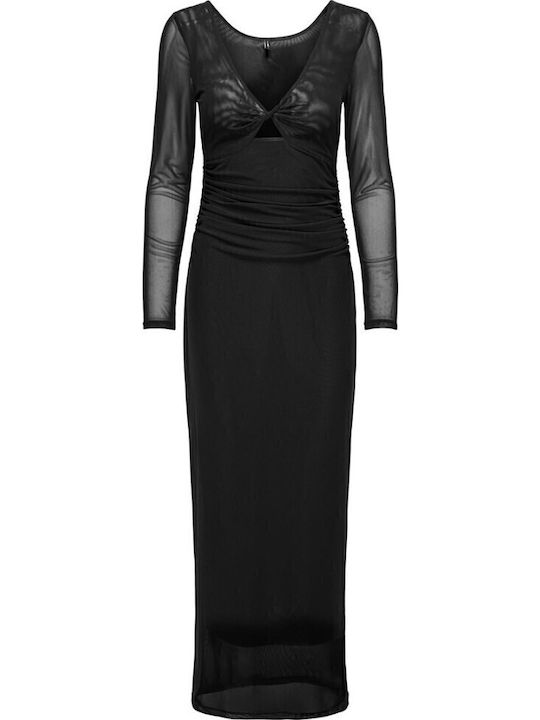 Rochie Maxi De Seară Cu Plasă Neagră
