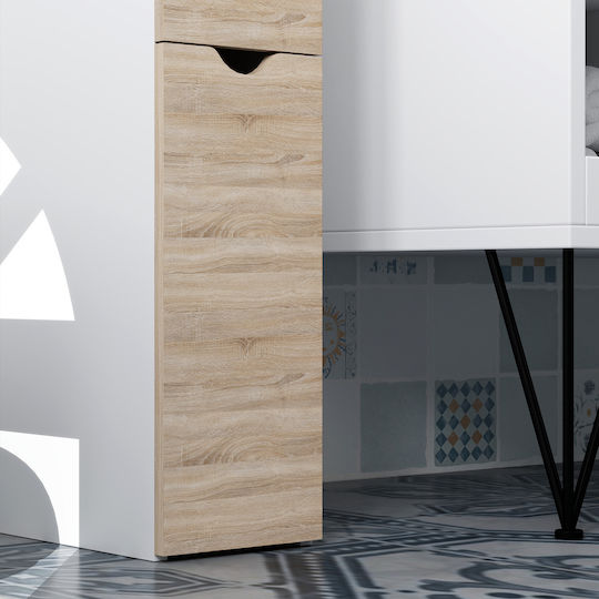 HomCom Floor Bathroom Column Cabinet L15xD33xH136cm White