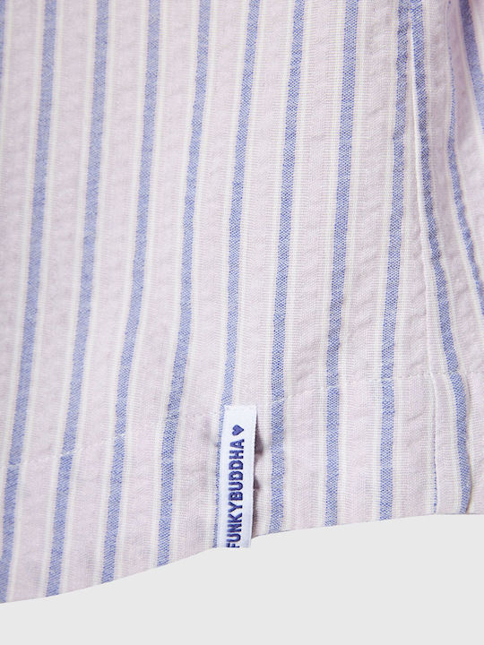 Women's Striped Short Sleeve Shirt Purple