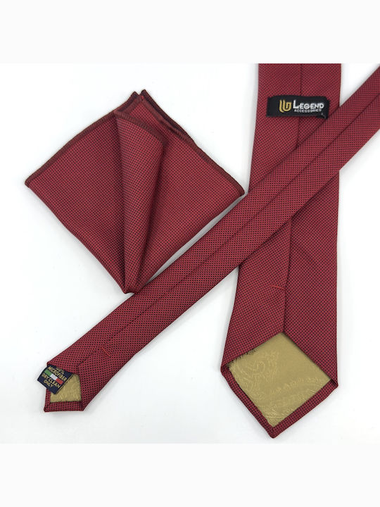 Legend Accessories Σετ Ανδρικής Γραβάτας με Σχέδια σε Κόκκινο Χρώμα
