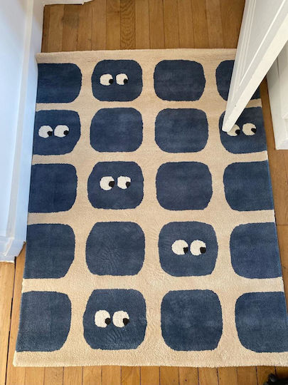 Bleuu Χειροποίητο Παιδικό Χαλί Μπλε 100x130cm