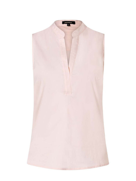 Women's Blouse Sleeveless with V Neckline Pink