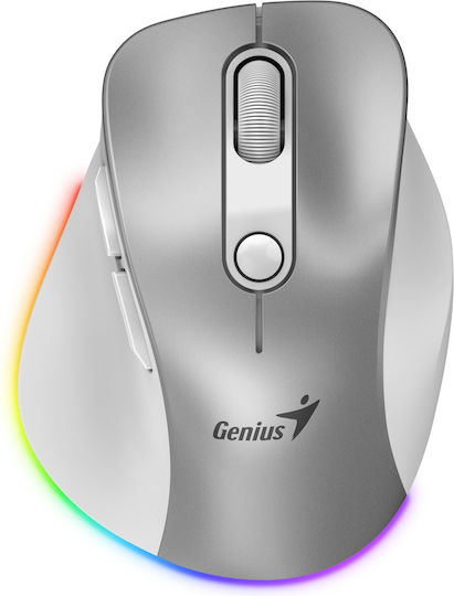 Genius Ergo 9000S Pro Ασύρματο Εργονομικό Bluetooth Mini Ποντίκι Ασημί