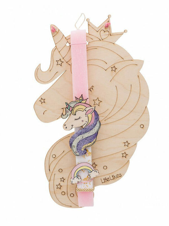 Osterkerze Einhorn Quadratisch mit Box Einhorn 30cm Rosa null