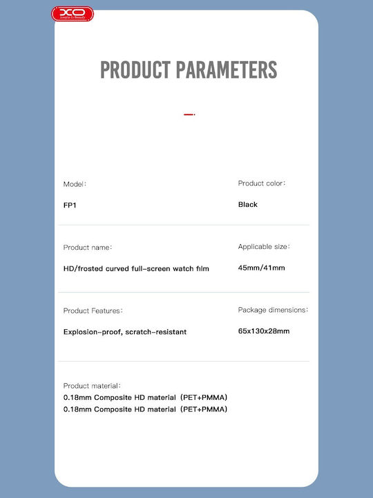 XO FP1 3D Full Screen Frosted Screen Protector for the Apple Watch 45mm 1pcs 16.001.0243