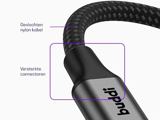 Buddi Редовна 3.5mm към Lightning кабел Черен 1м