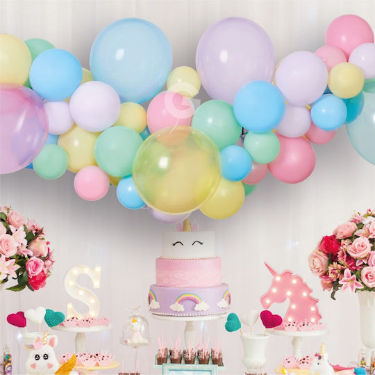 Composition with 65 Balloons Multicolored Macaron