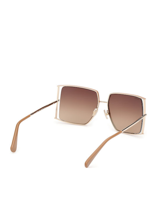 Max Mara Women's Sunglasses with Gold Metal Frame and Brown Gradient Lens MM 0120 47F