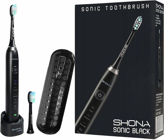 Shona Sonic Ηλεκτρική Οδοντόβουρτσα με Αισθητήρα Πίεσης και Θήκη Ταξιδίου Μαύρη