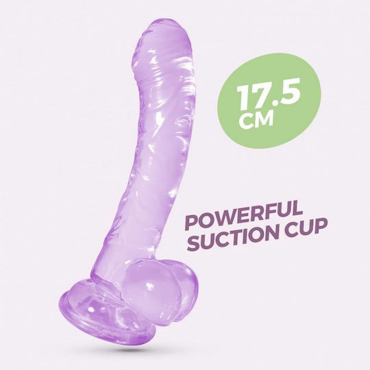 Crushious Ρεαλιστικό Dildo με Όρχεις και Βεντούζα Μωβ 17.5cm