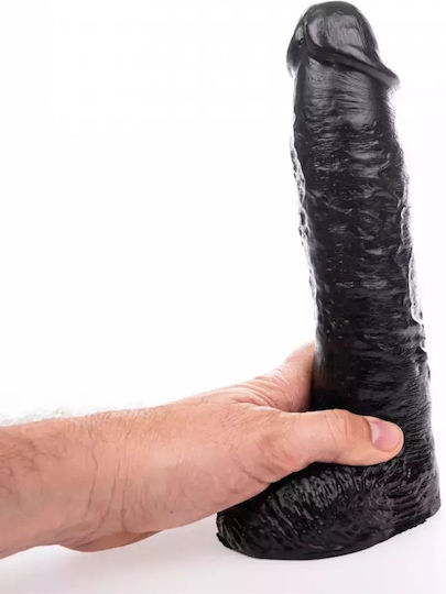 Hung System Mickey Dildo realist cu Testicule și Ventuză Negru 24cm