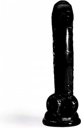 Crushious Ρεαλιστικό Dildo με Όρχεις και Βεντούζα Μαύρο 17.5cm