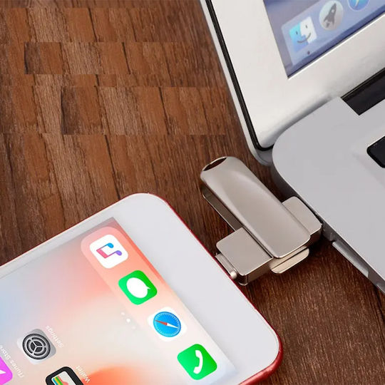 Siks 4 în 1 Stick de Memorie Metalic 512 Gb Usb 3.0 Type-c Usb C Lightning 360⁰ Rotativ Rezistent la Apă Compatibil cu Telefoane Dispozitive Type C Lightning Usb C Porturi Otg Compatibilitate Viteză Mare Argintiu